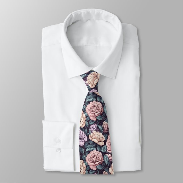 Beautiful Menswear Ties Rose Floral (Tied)