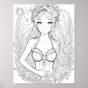 Beautiful Mermaid Adult Colouring Poster