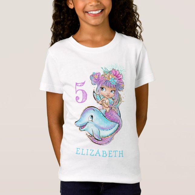 Beautiful Mermaid Birthday Girl T-Shirt (Front)
