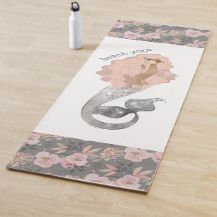 Beautiful Mermaid Floral Beach Yoga Mat