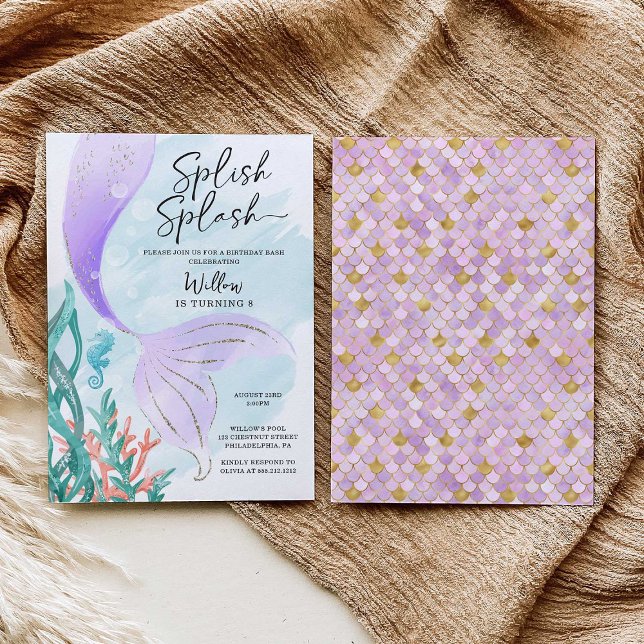 Beautiful Mermaid Girl Birthday Party Invitation (Creator Uploaded)