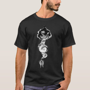 Beautiful mermaid girl with evil Angler fish featu T-Shirt