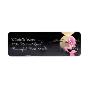 Beautiful Mermaid in Pink with Full Moon Address
