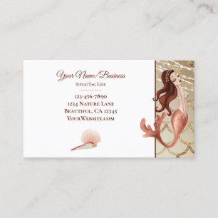Beautiful Mermaid in Rose Gold with Seashells Business Card