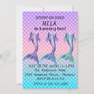 Beautiful mermaid invitation for the birthday 