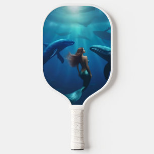 Beautiful Mermaid Swimming With Humpback Whales, Pickleball Paddle