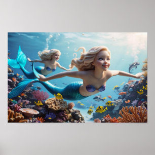 Beautiful Mermaid Twins - Underwater Adventure Poster