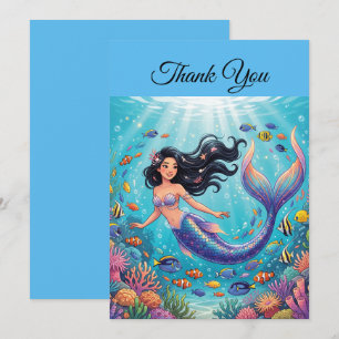 Beautiful Mermaid under the Sea   Personalise Thank You Card