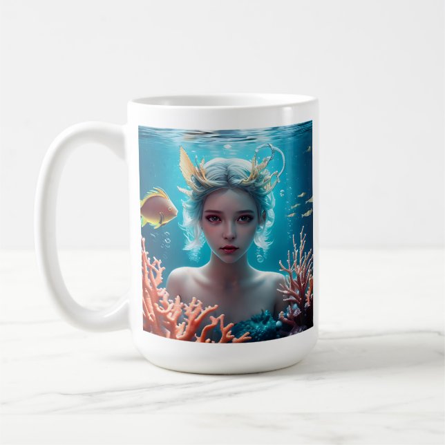Beautiful Mermaid Under Water Coffee Mug (Left)