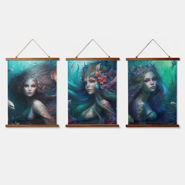 Beautiful Mermaids! Hanging Tapestry (Triple)