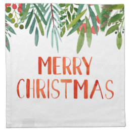 Beautiful "Merry Christmas" Berry and Branches Napkin