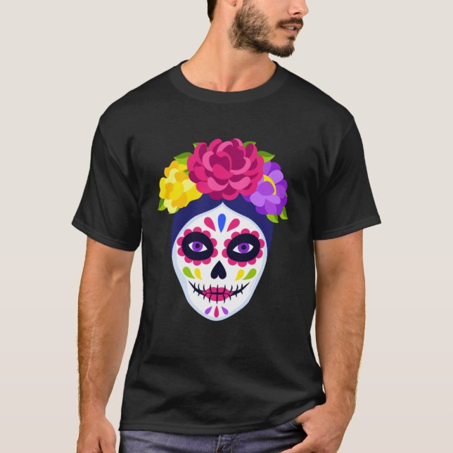 Beautiful Mexican Dia de los Muertos Day of the De T-Shirt (Front)