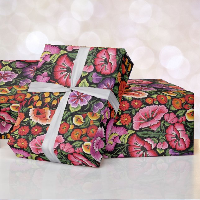 Beautiful Mexican Floral Embroidery Pattern Wrapping Paper (Creator Uploaded)