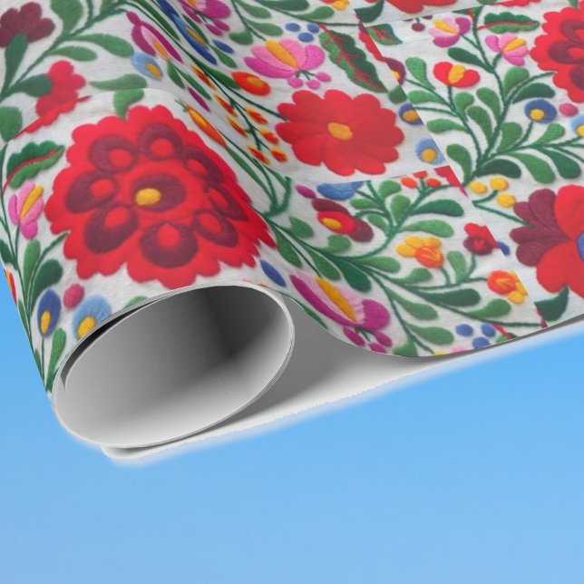 Beautiful Mexican Floral Embroidery Pattern Wrapping Paper (Creator Uploaded)
