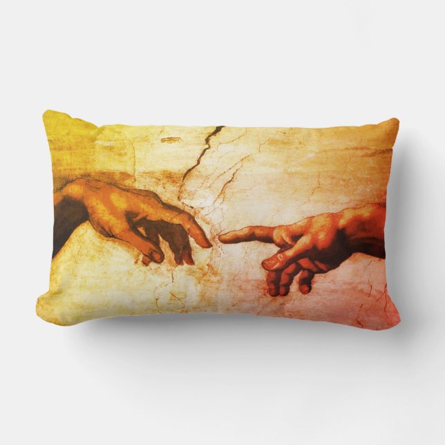 Beautiful Michelangelo Hands Vintage Art Lumbar Cushion (Front)
