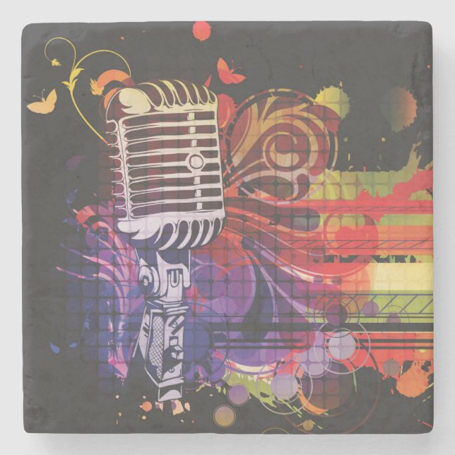 Beautiful Microphone Stone Coaster (Front)