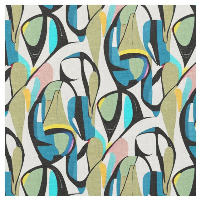 Beautiful Mid Century Pattern Fabric (Close Up)