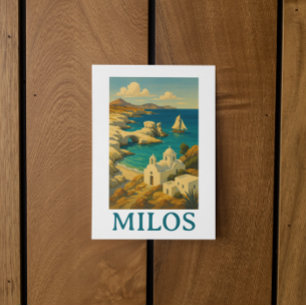 Beautiful Milos Greece Vintage Travel Print Postcard