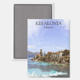 Beautiful Minimal Kefalonia Greece Painting Magnet