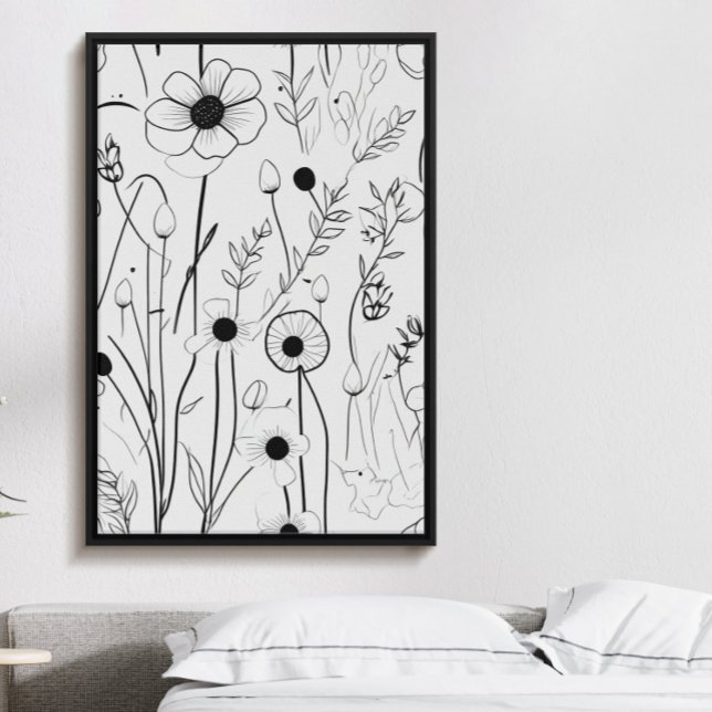 Beautiful minimalist black ink flower garden poster (Creator Uploaded)