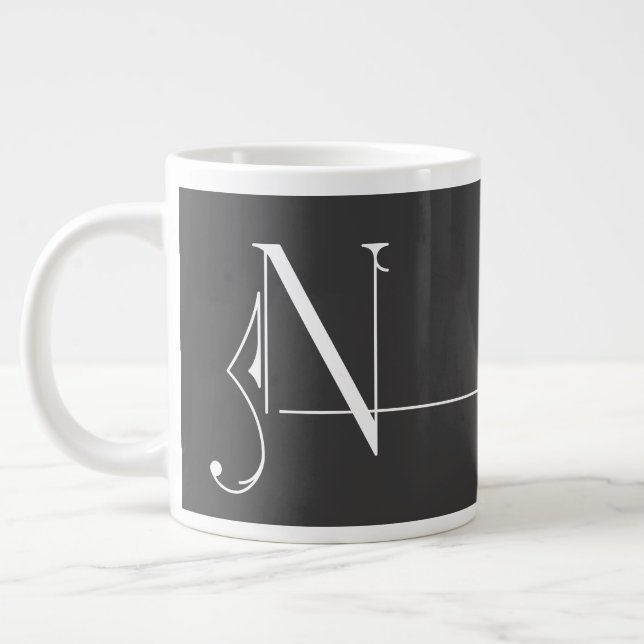 Beautiful Minimalist Elegant Monogram N Large Coffee Mug (Left)