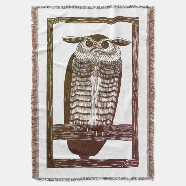 Beautiful minimalistic simple owl throw blanket (Front Vertical)