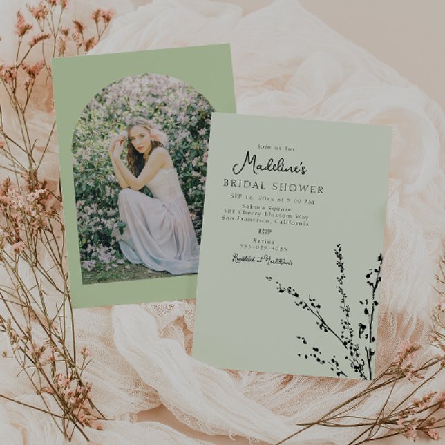 Beautiful Mint and Black Minimalist Bridal Shower Invitation (Creator Uploaded)