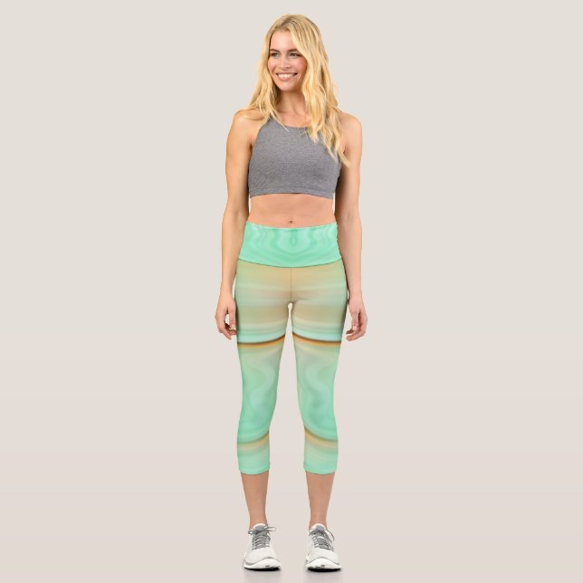 Beautiful Mint Gradient Capri Leggings (Front)
