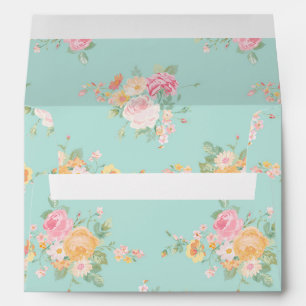 beautiful, mint,shabby chic, country chic, floral, envelope