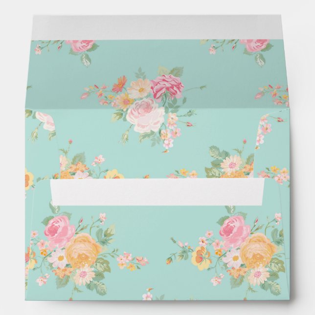 beautiful, mint,shabby chic, country chic, floral, envelope (Back (Bottom))
