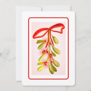 Beautiful Mistletoe Plant Digital Painted Look Holiday Card
