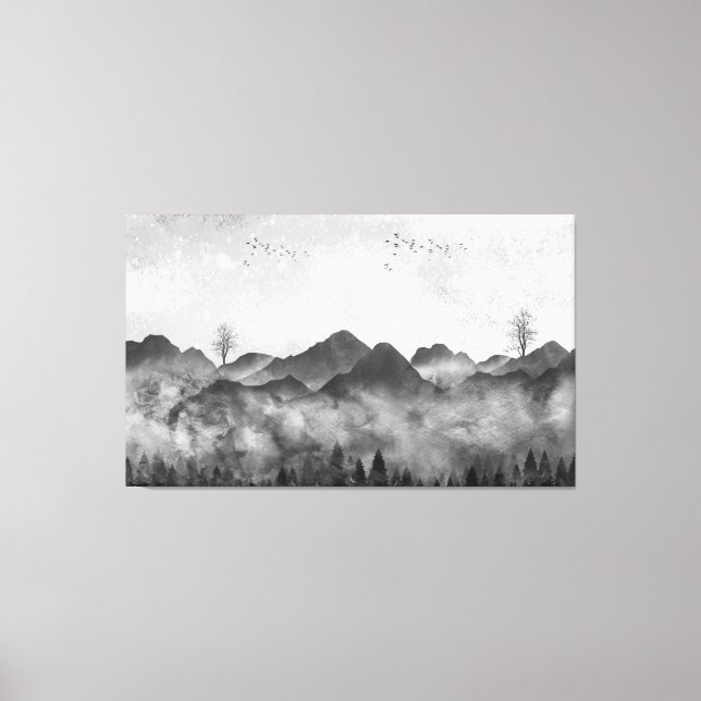 Beautiful Misty Mountains and Forest  Canvas Print (Front)