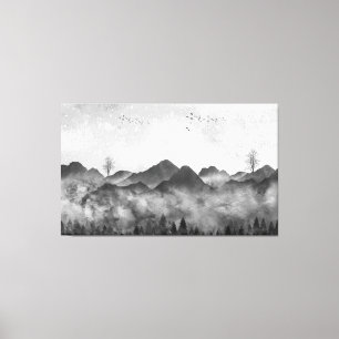 Beautiful Misty Mountains and Forest Canvas Print