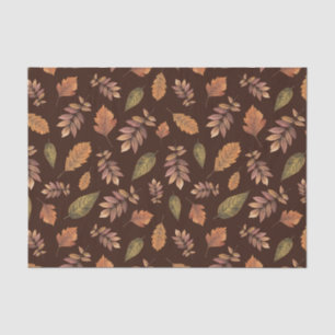 Beautiful Mixed Autumn Leaves Dark Brown Tissue Paper