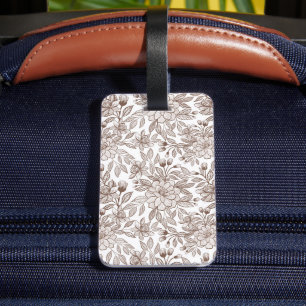 Beautiful Mocha Mousse Vintage Floral Luggage Tag