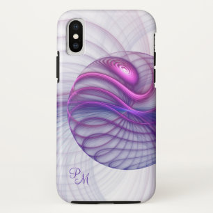 Beautiful Modern Abstract Fractal Pink Initials iPhone X Case