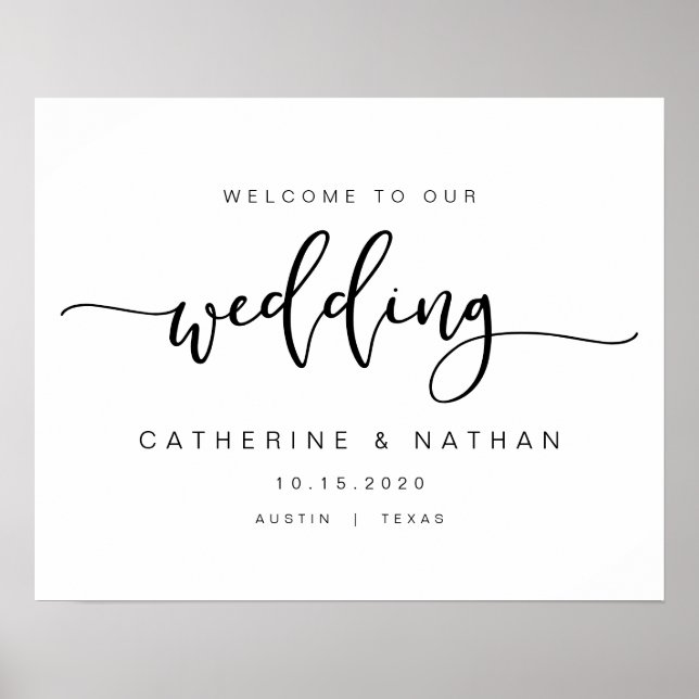 Beautiful Modern Black typeface, Wedding Welcome Poster (Front)