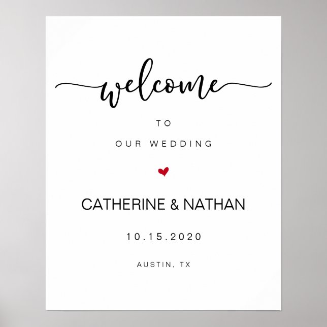 Beautiful Modern Black typeface, Wedding Welcome Poster (Front)