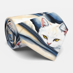 Beautiful Modern Cute Watercolor Cat Collection Tie