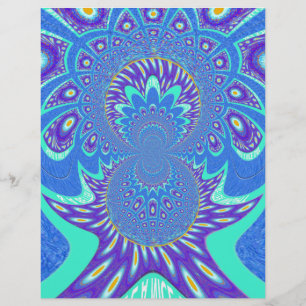 Beautiful Modern Cyan Blue batik Kaleidoscope Art