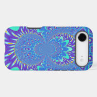 Beautiful Modern Cyan Blue batik Kaleidoscope Art