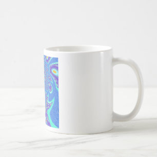 Beautiful Modern Cyan Blue batik Kaleidoscope Art Coffee Mug