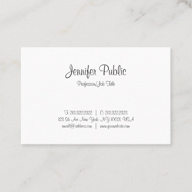 Beautiful Modern Handwritten Script Cool Simple Business Card (Front)