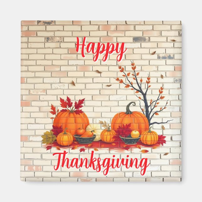 Beautiful Modern Happy Thanksgiving Fall Magnet (Front)