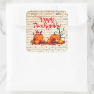 Beautiful Modern Happy Thanksgiving Fall Square Sticker