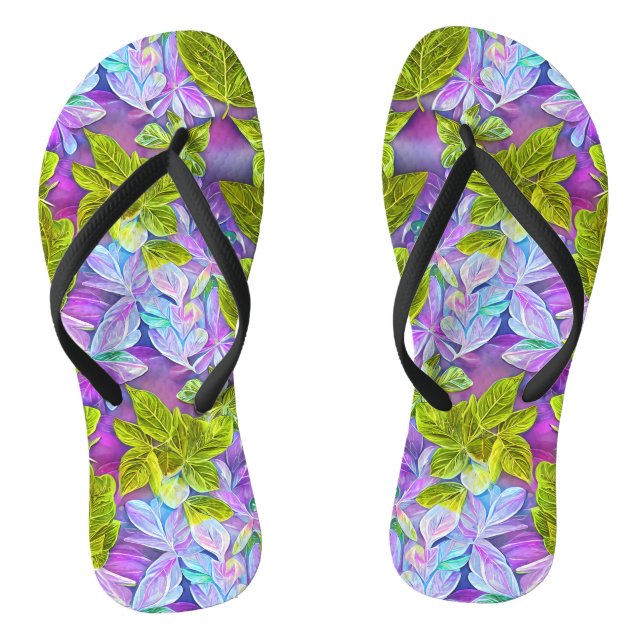 Beautiful Modern Leafy Pattern Jandals (Footbed)