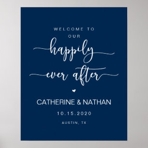 Beautiful Modern Navy typeface, Wedding Welcome Poster