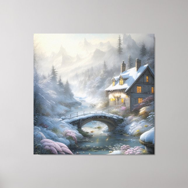 Beautiful Modern Snow Winter Landscape Canvas Print (Front)