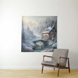 Beautiful Modern Snow Winter Landscape Tapestry