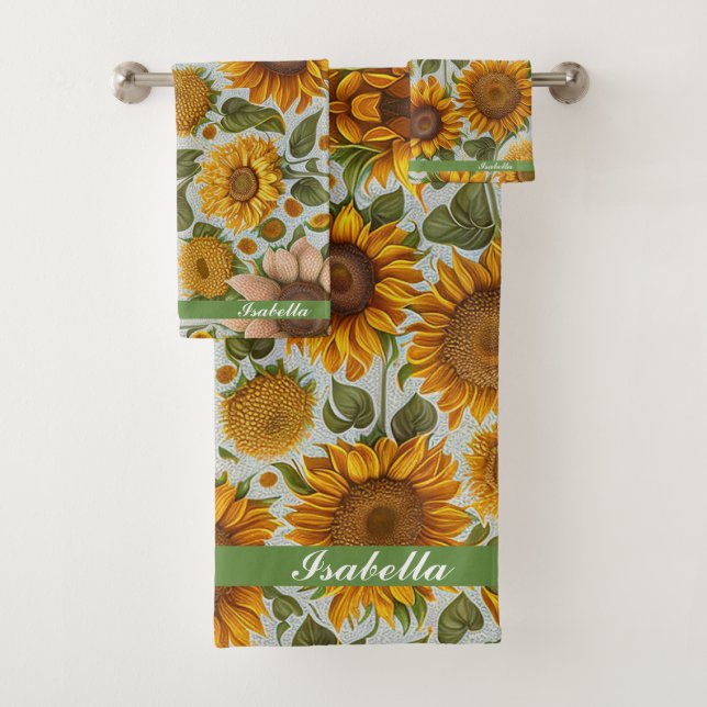 Beautiful Modern Sunflower Collection Bath Towel Set (Insitu)